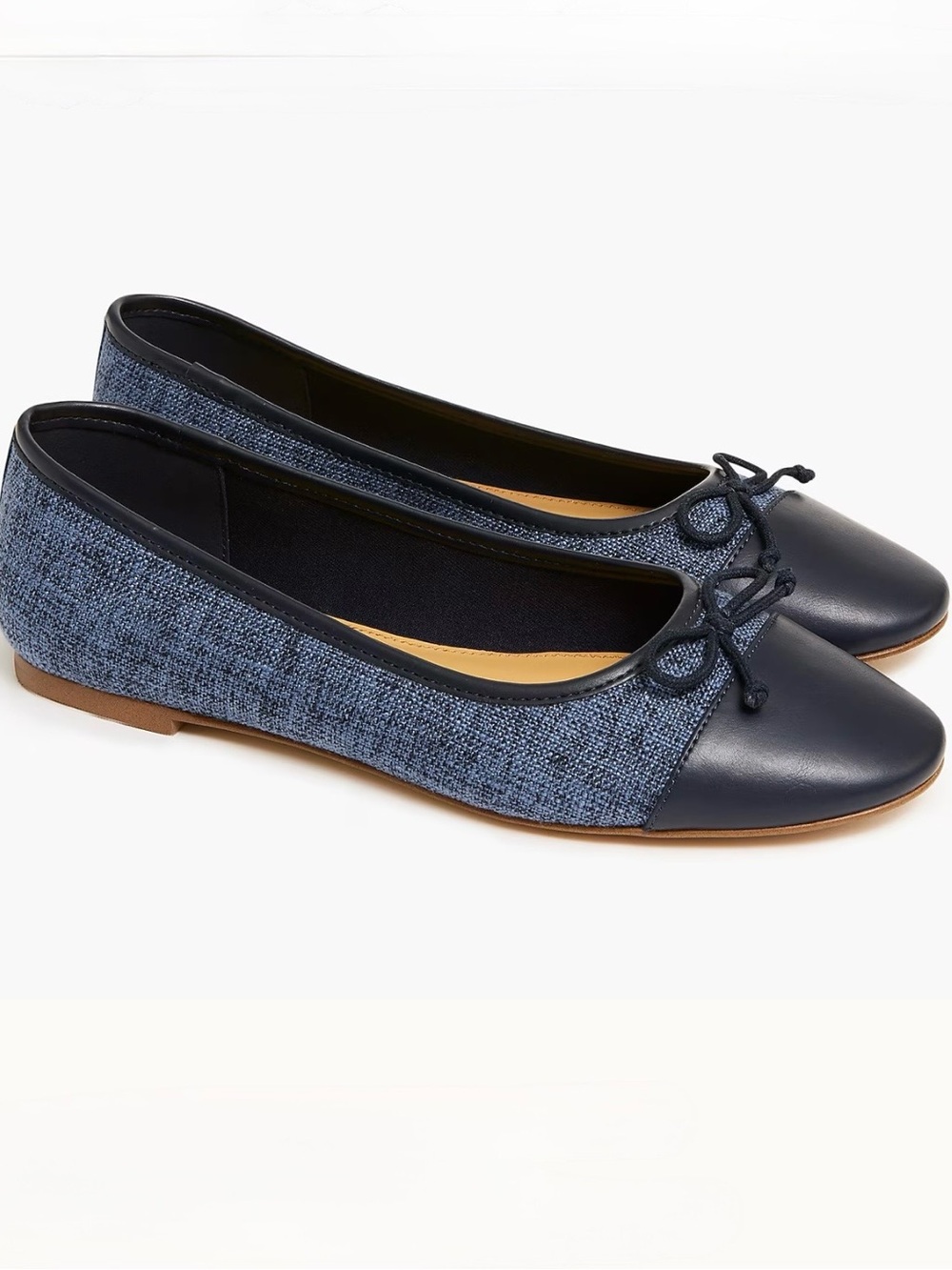 J. Crew Navy Leather-Cap Bow Ballet Flats - Picture 5 of 5